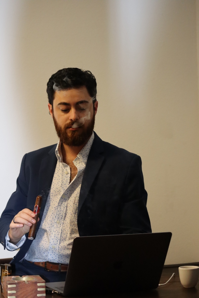 Alex smoking the Besa cigar