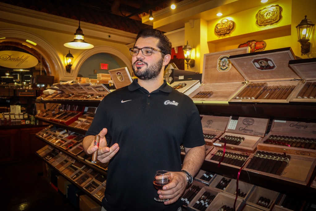 Zach smoking the Besa cigar