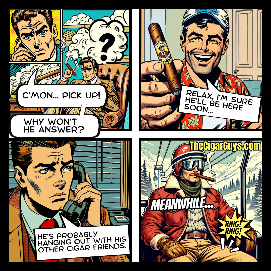 cigar smoker snowboarding comic book